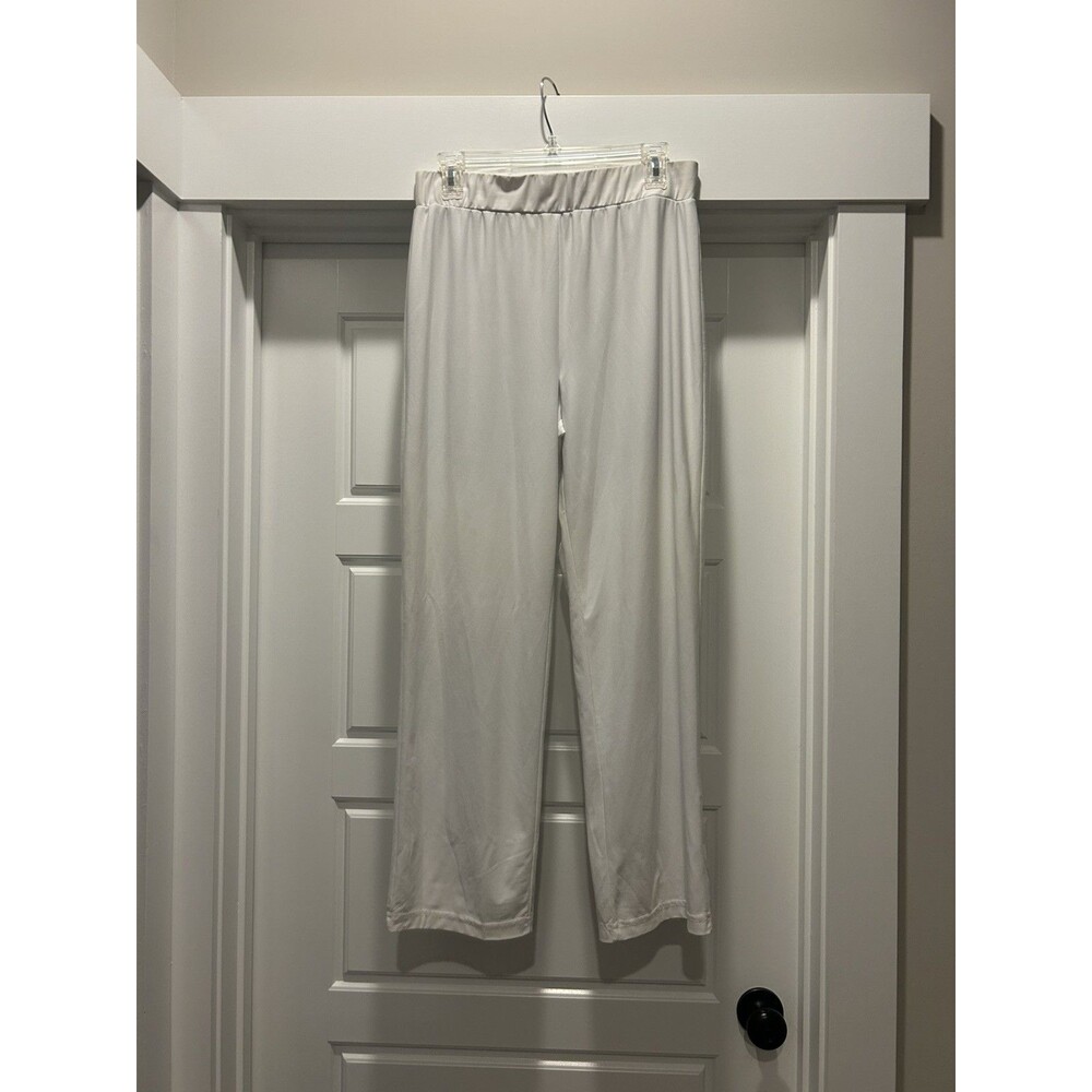 IC by Connie K Womens White Wide Leg Palazzo Pants Elastic Waist Size Medium